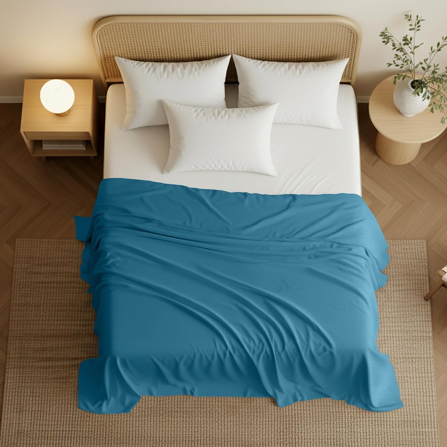image:imageUtopia Bedding Bettlaken ohne Gummizug 225x255cm GrauDenim Blau