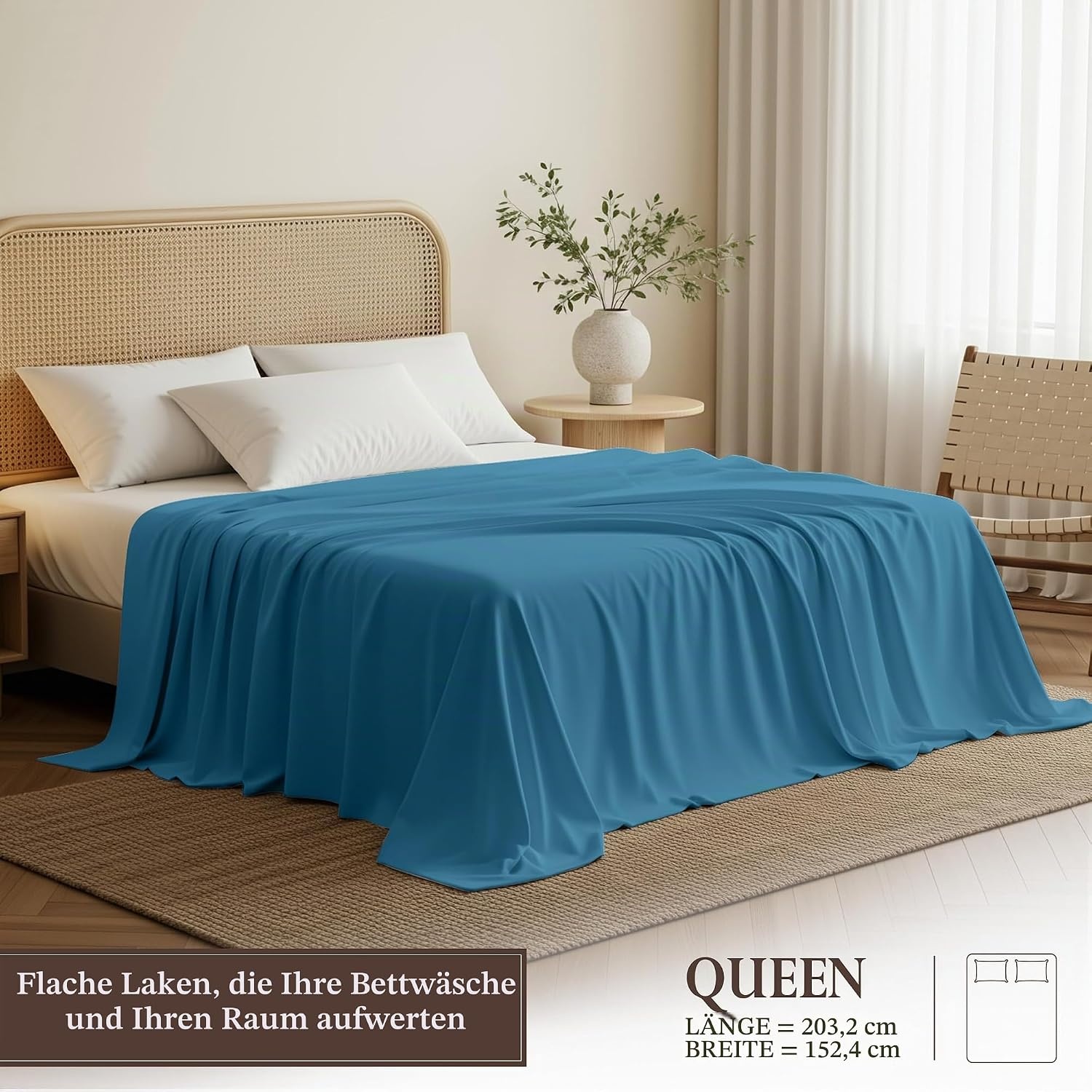 image:imageUtopia Bedding Bettlaken ohne Gummizug 225x255cm GrauDenim Blau