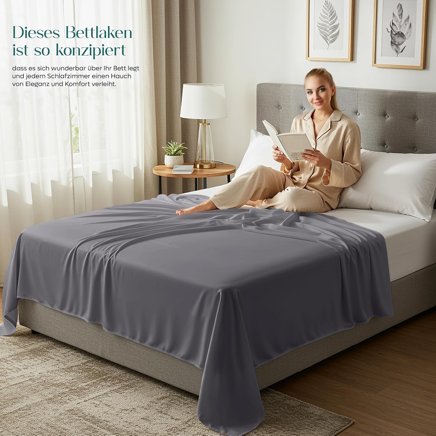 image:imageUtopia Bedding Bettlaken ohne Gummizug 225x255cm GrauGrau