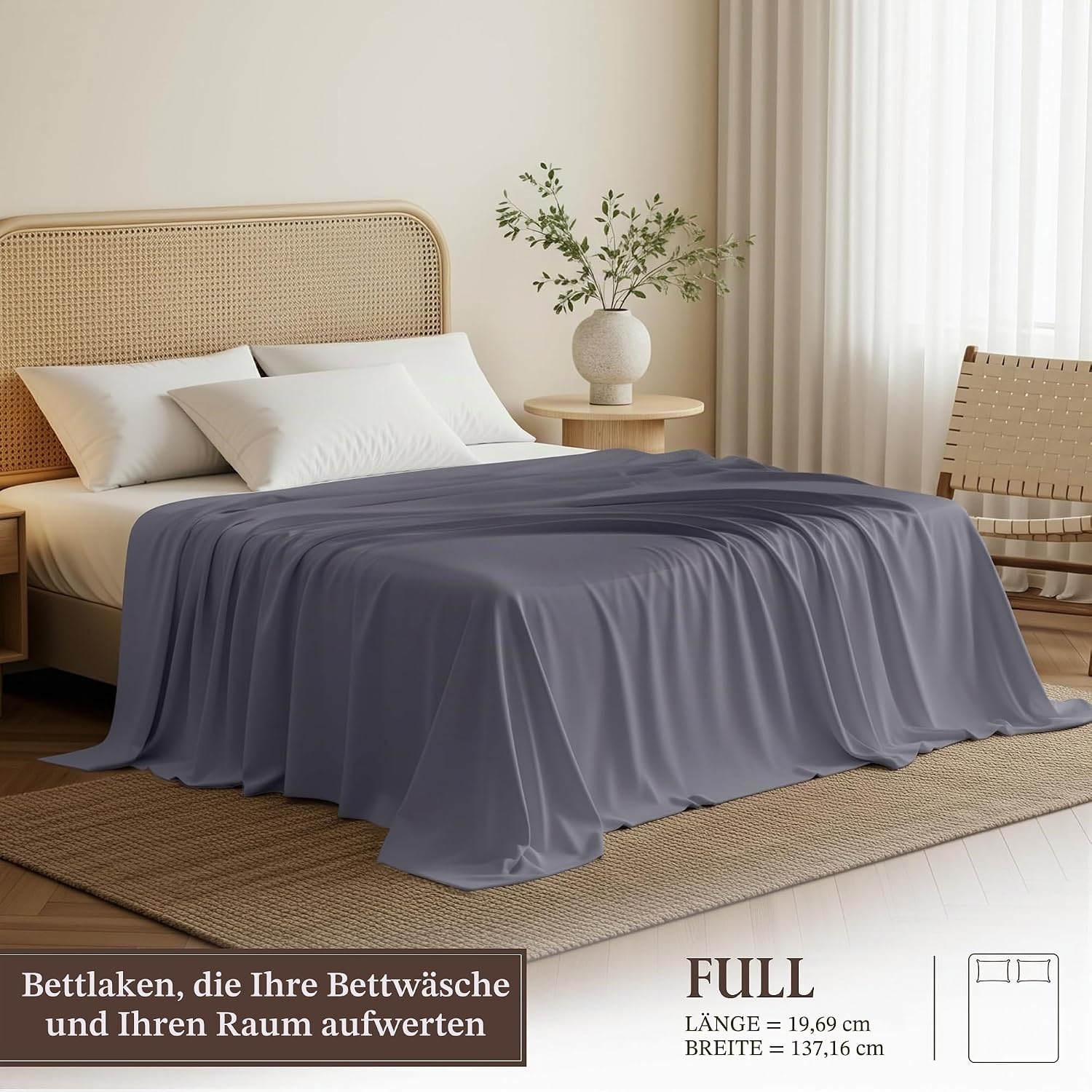 image:imageUtopia Bedding Bettlaken ohne Gummizug 225x255cm GrauGrau