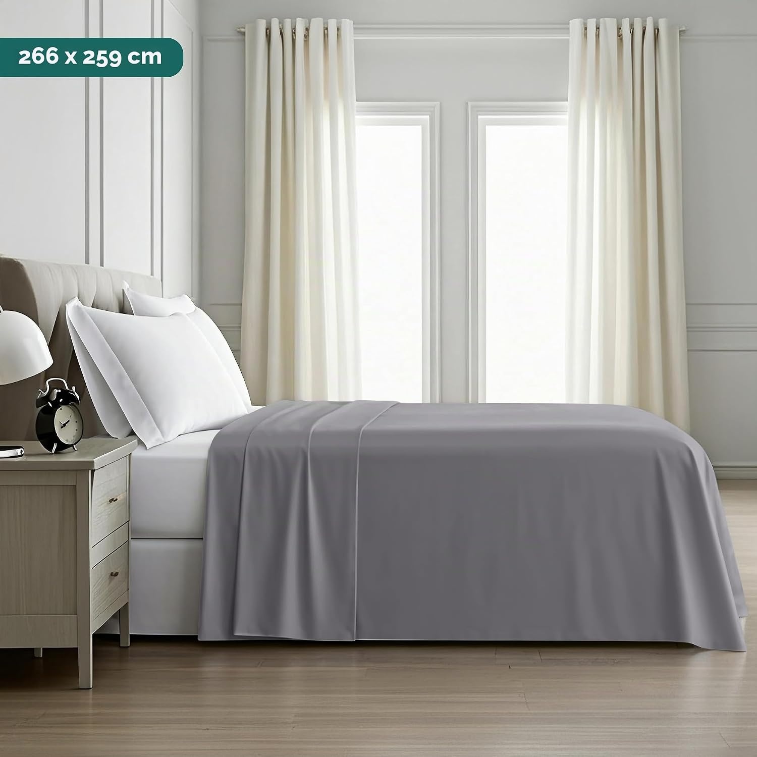 image:imageUtopia Bedding Bettlaken ohne Gummizug 225x255cm GrauGrau