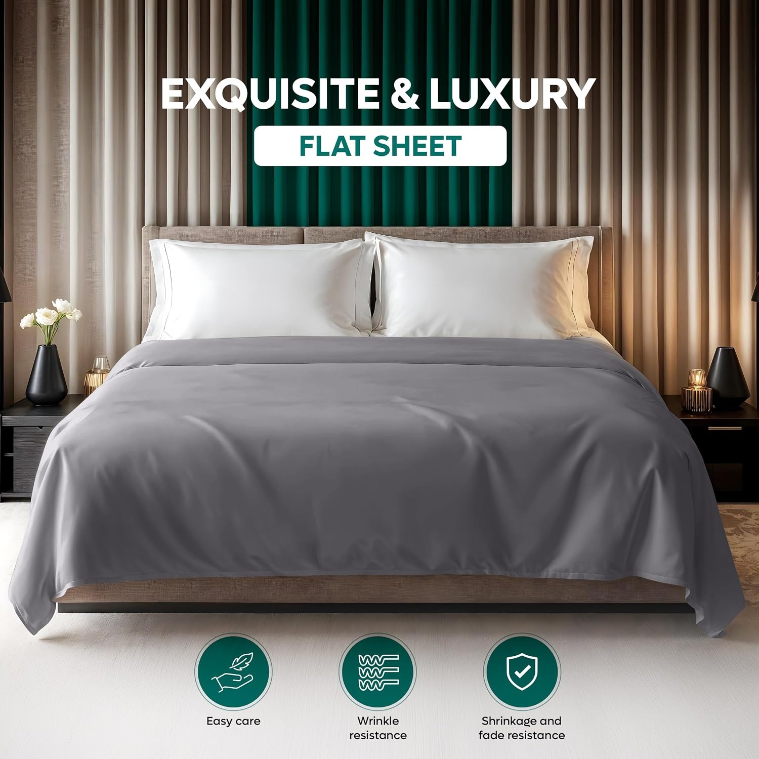 image:imageUtopia Bedding Bettlaken ohne Gummizug 225x255cm GrauGrau