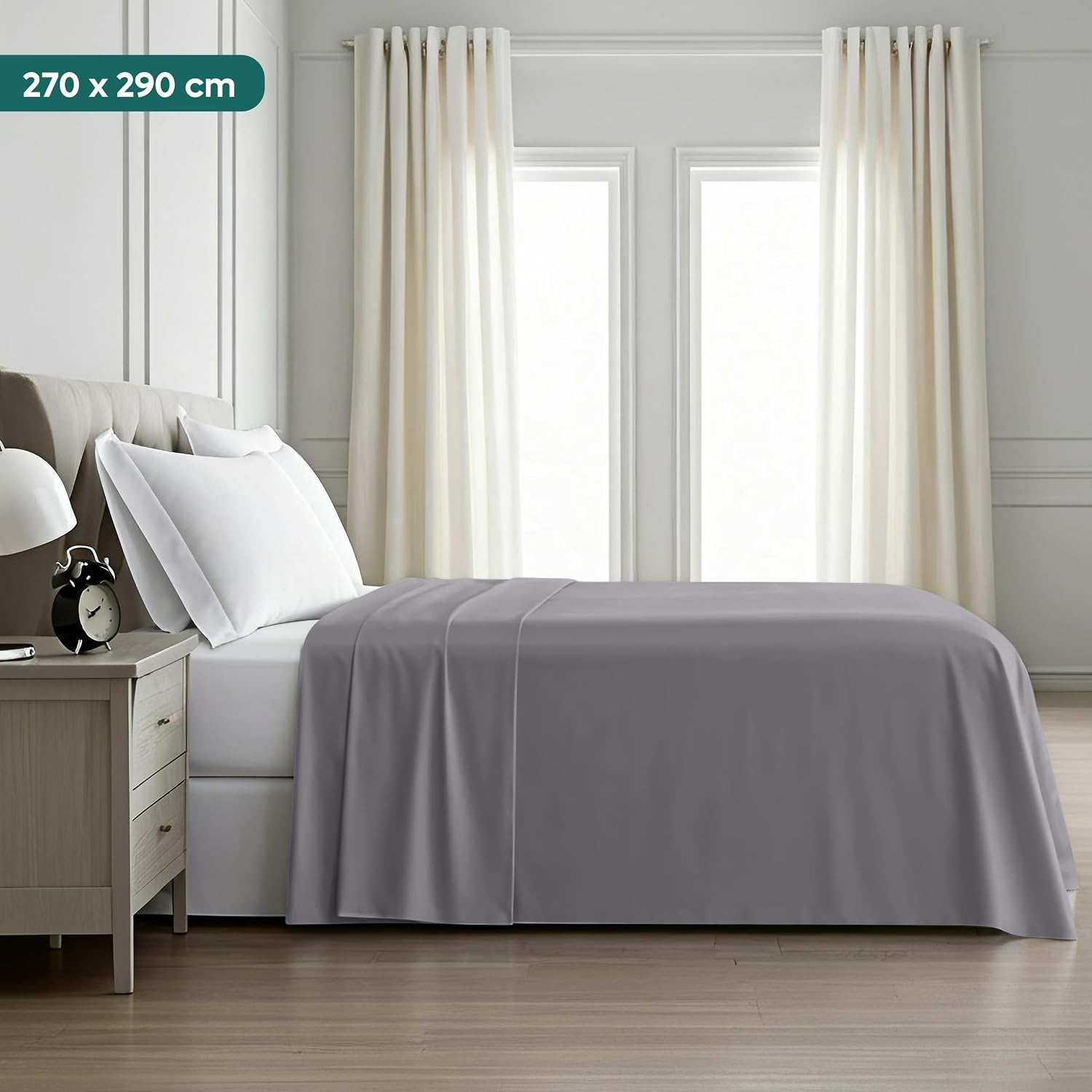image:imageUtopia Bedding Bettlaken ohne Gummizug 225x255cm GrauGrau