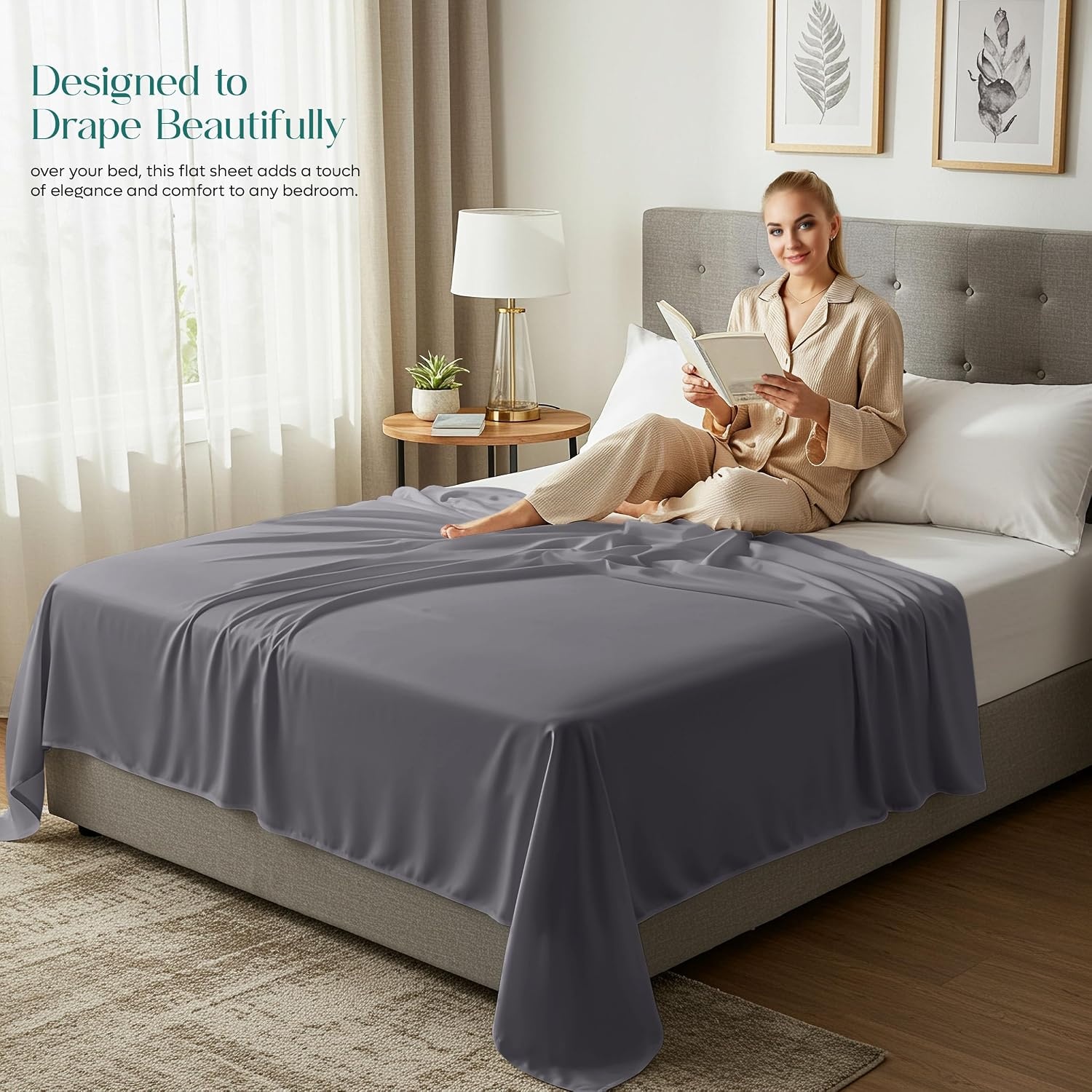 image:imageUtopia Bedding Bettlaken ohne Gummizug 225x255cm GrauGrau