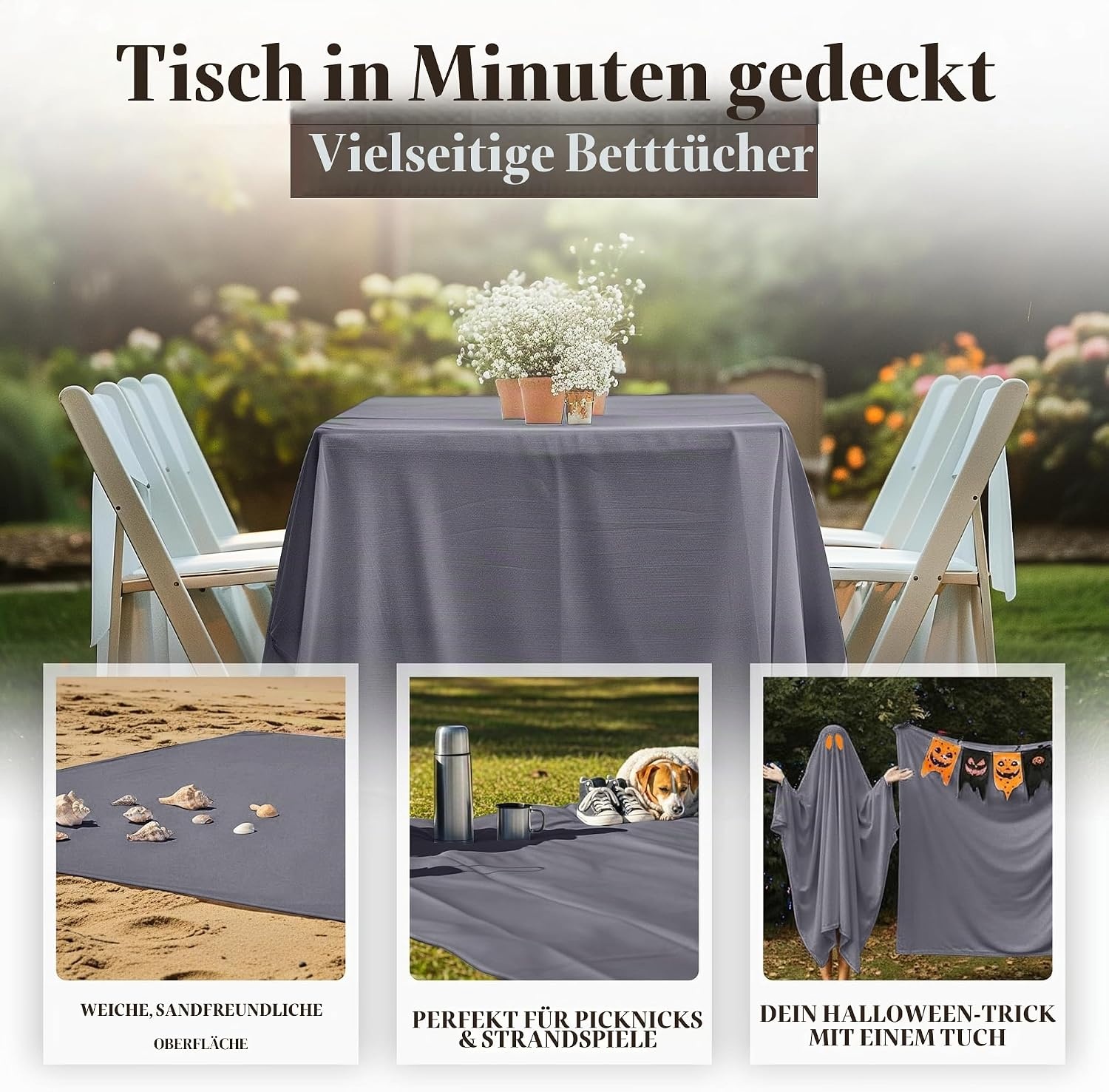 image:imageUtopia Bedding Bettlaken ohne Gummizug 225x255cm GrauGrau