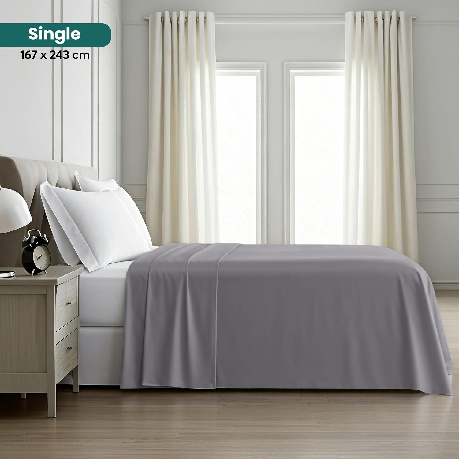 image:imageUtopia Bedding Bettlaken ohne Gummizug 225x255cm GrauGrau