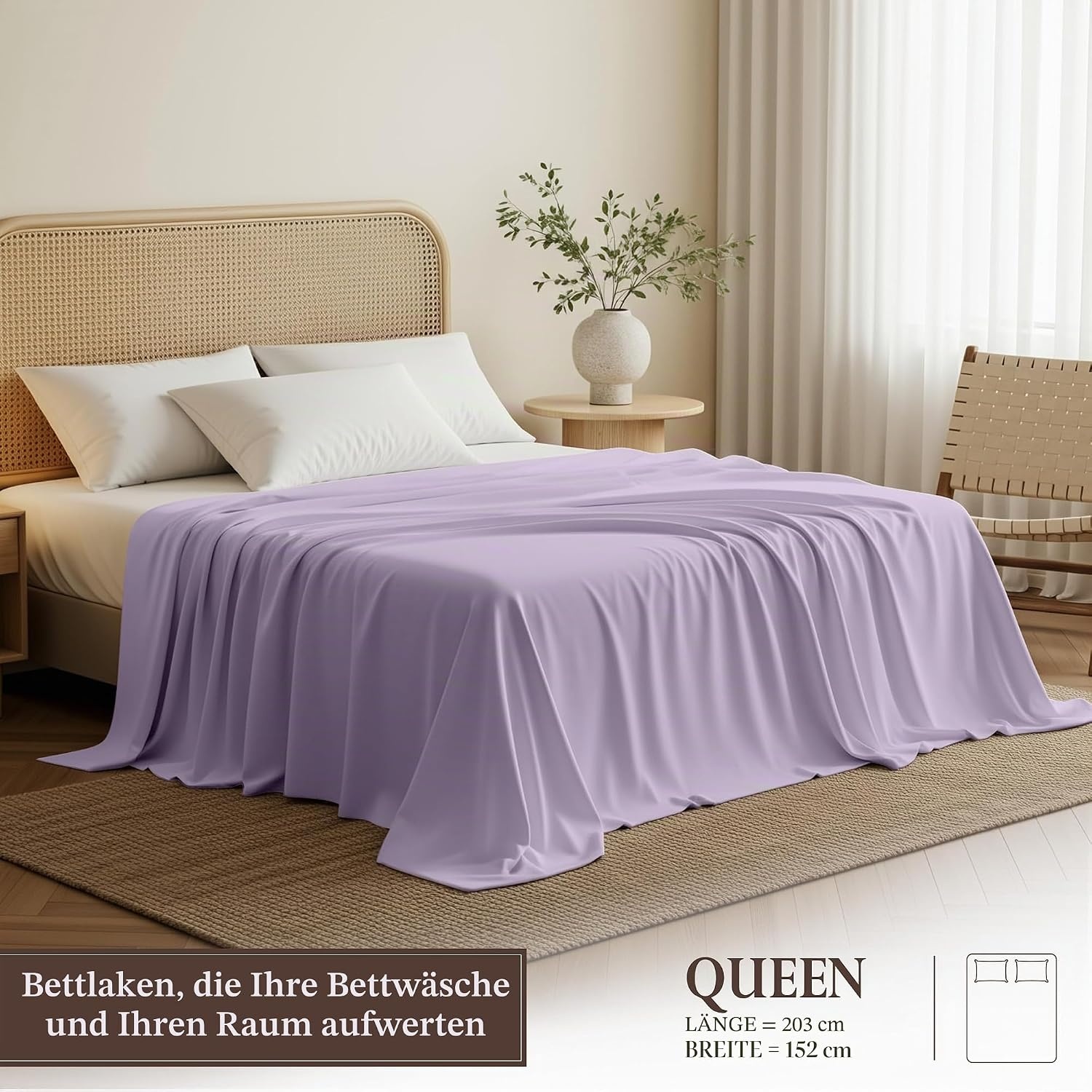 image:imageUtopia Bedding Bettlaken ohne Gummizug 225x255cm GrauLavendel