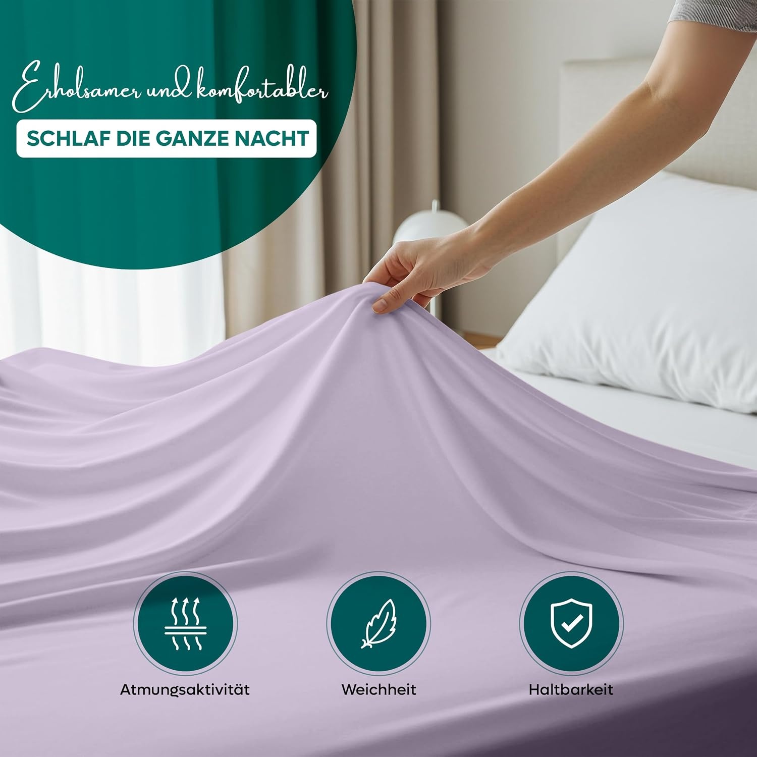 image:imageUtopia Bedding Bettlaken ohne Gummizug 225x255cm GrauLavendel