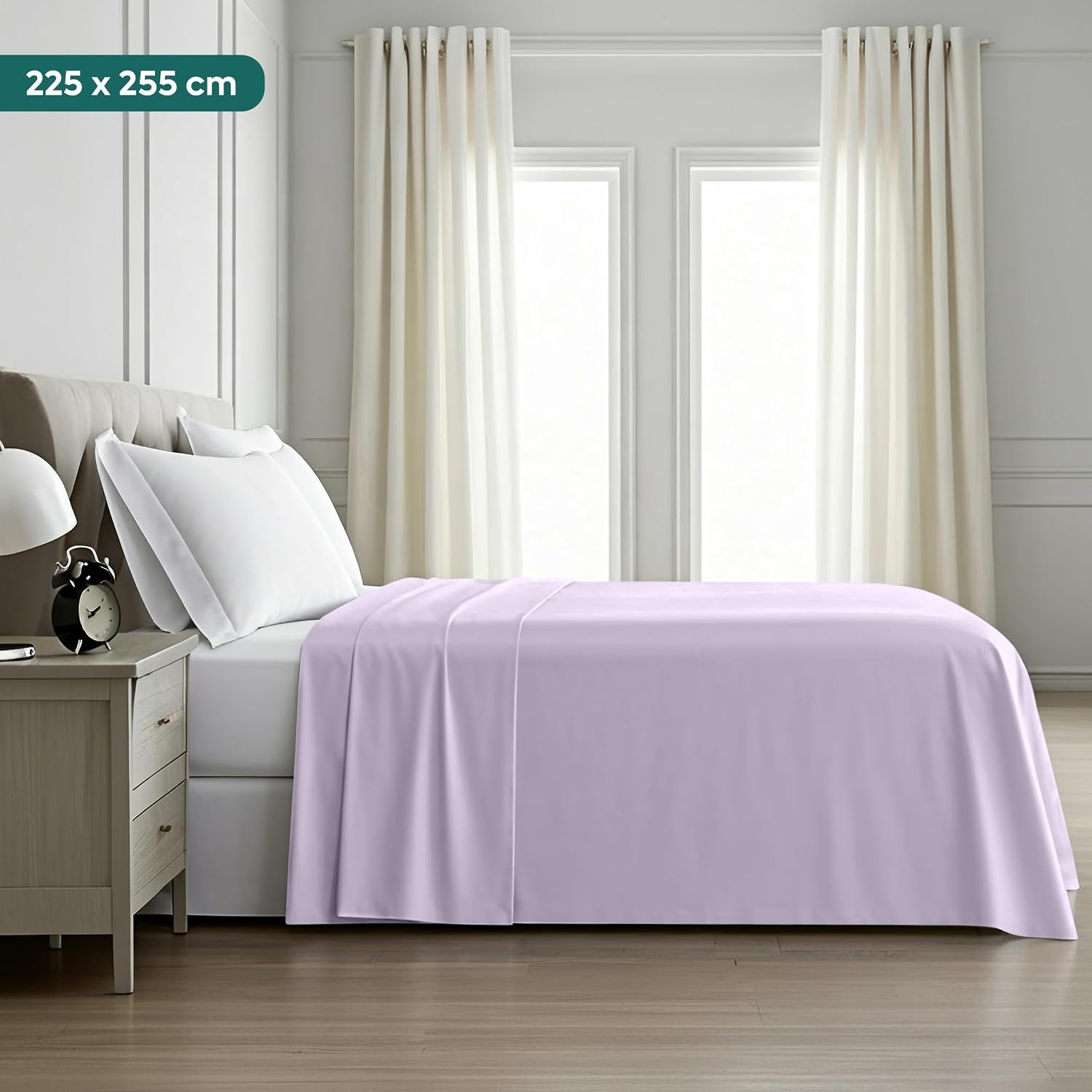 image:imageUtopia Bedding Bettlaken ohne Gummizug 225x255cm GrauLavendel