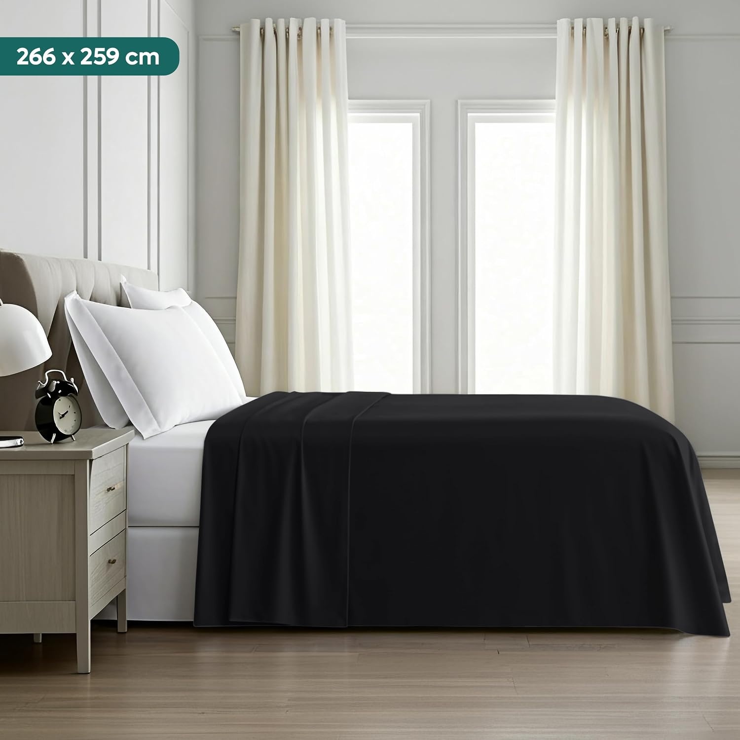 image:imageUtopia Bedding Bettlaken ohne Gummizug 225x255cm GrauSchwarz