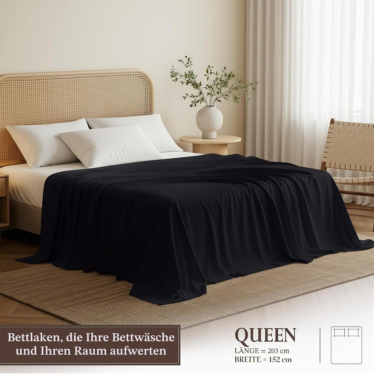 image:imageUtopia Bedding Bettlaken ohne Gummizug 225x255cm GrauSchwarz