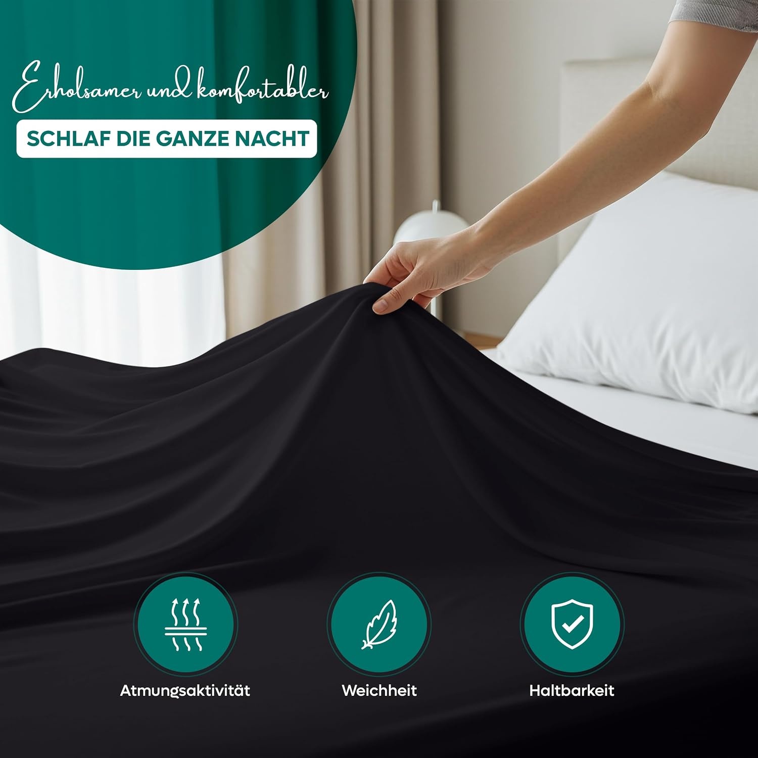 image:imageUtopia Bedding Bettlaken ohne Gummizug 225x255cm GrauSchwarz