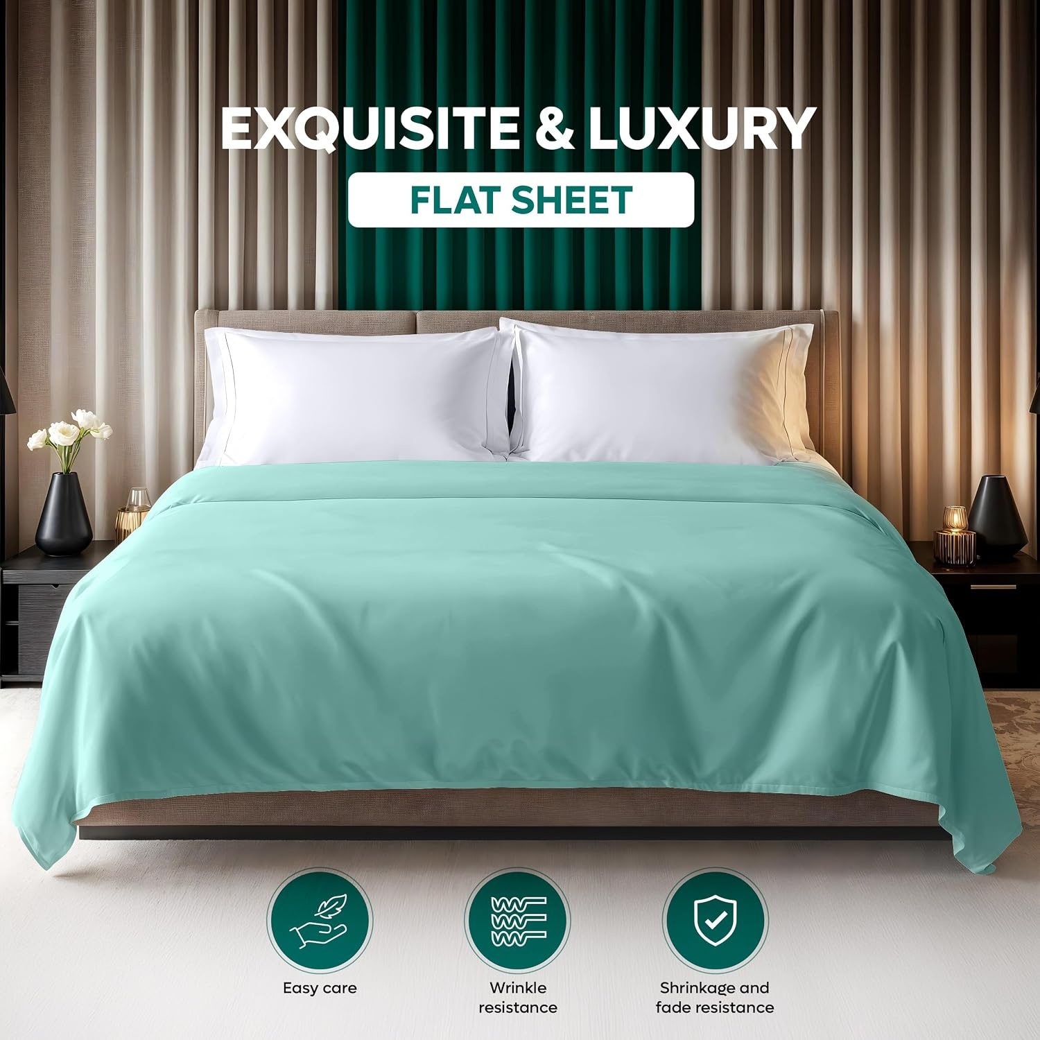 image:imageUtopia Bedding Bettlaken ohne Gummizug 225x255cm GrauSpa Blau