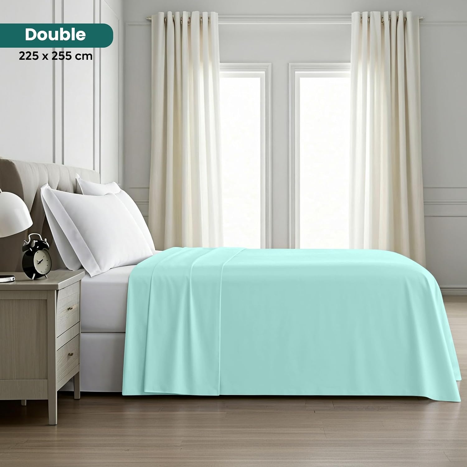 image:imageUtopia Bedding Bettlaken ohne Gummizug 225x255cm GrauSpa Blau