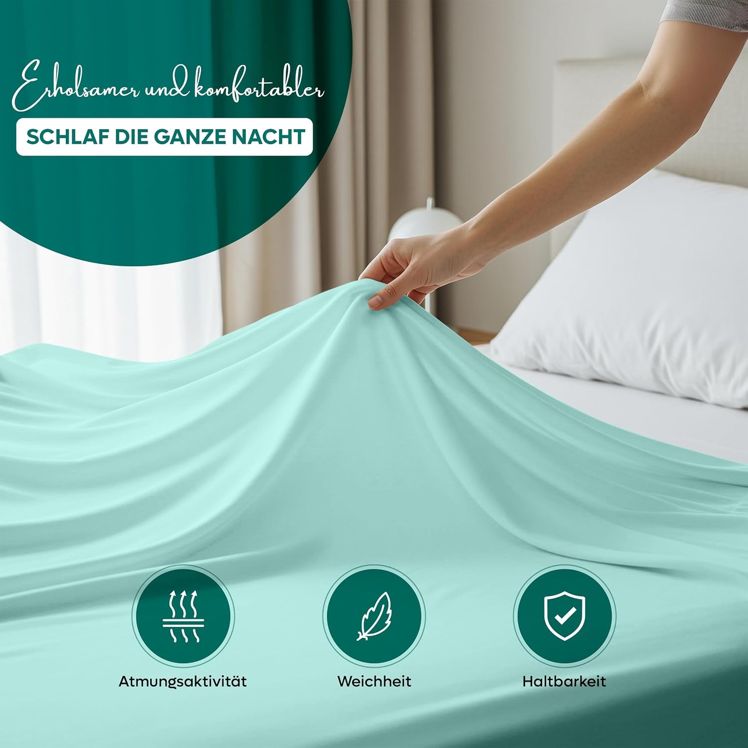 image:imageUtopia Bedding Bettlaken ohne Gummizug 225x255cm GrauSpa Blau