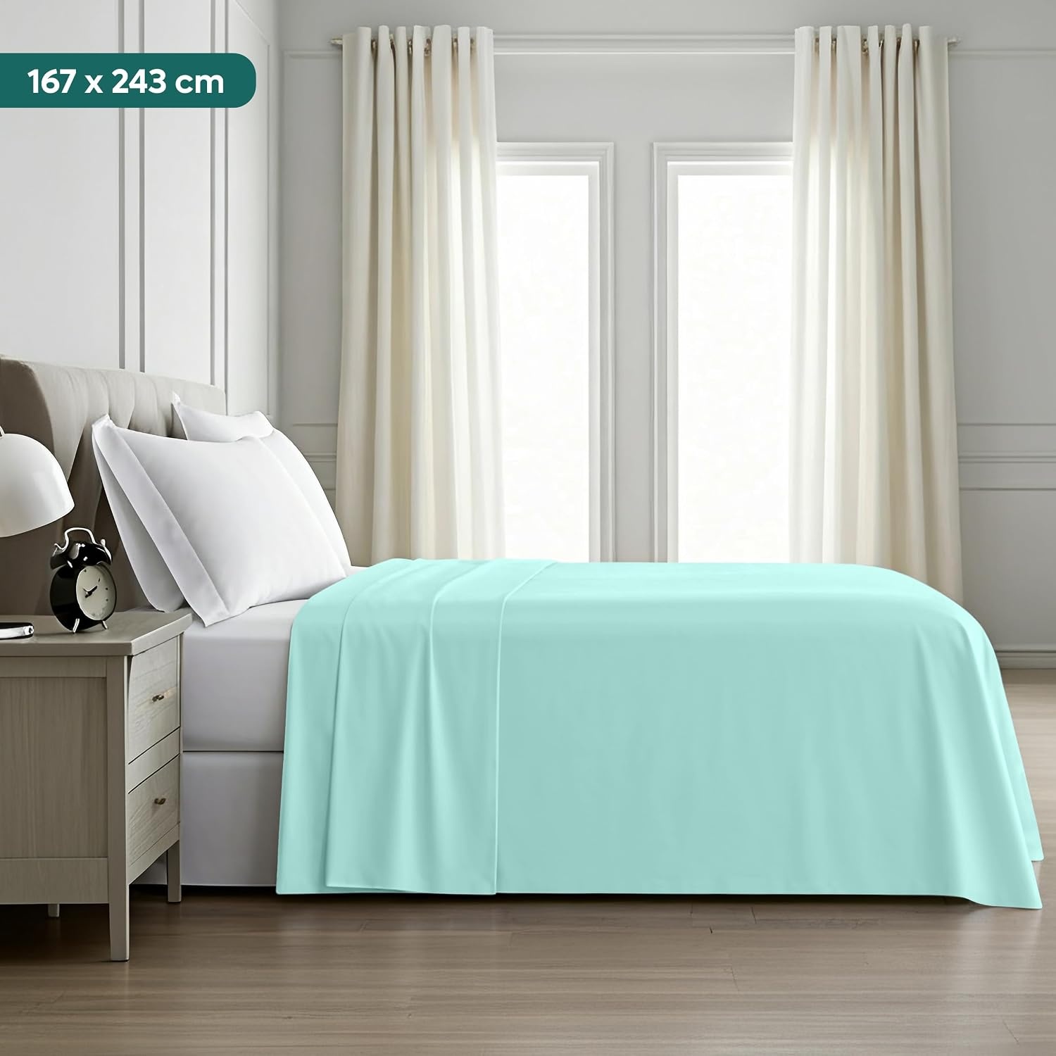 image:imageUtopia Bedding Bettlaken ohne Gummizug 225x255cm GrauSpa Blau