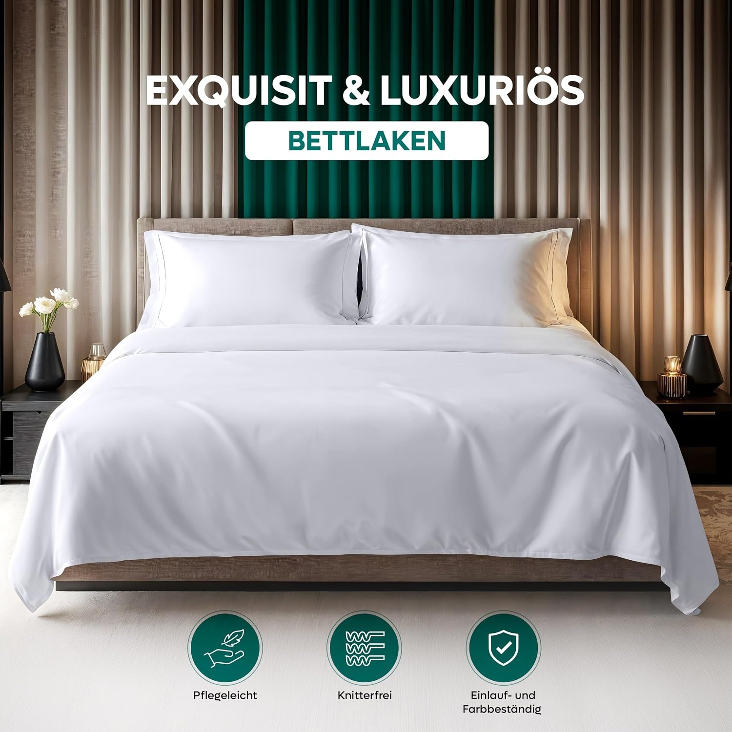 image:imageUtopia Bedding Bettlaken ohne Gummizug 225x255cm GrauWei