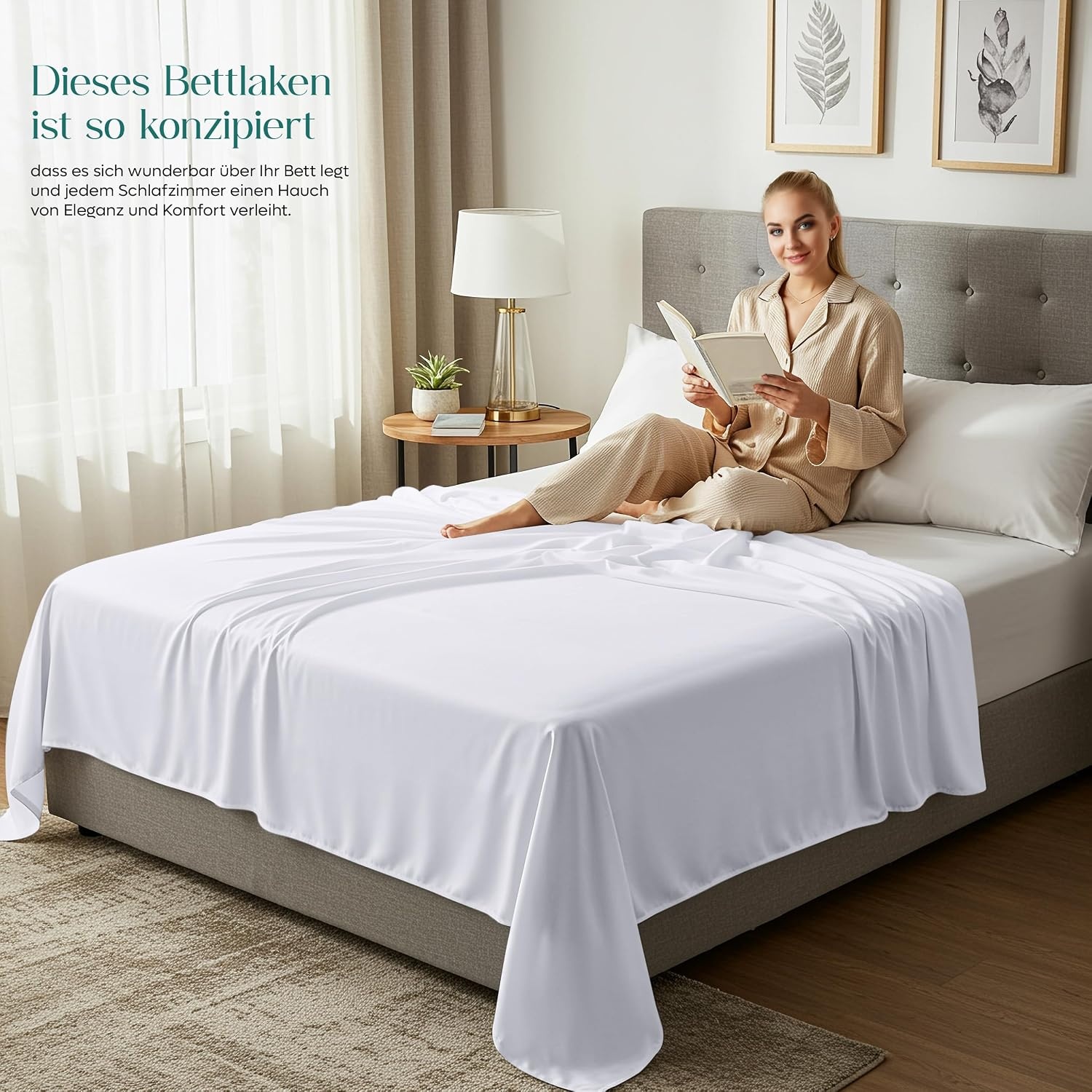 image:imageUtopia Bedding Bettlaken ohne Gummizug 225x255cm GrauWei