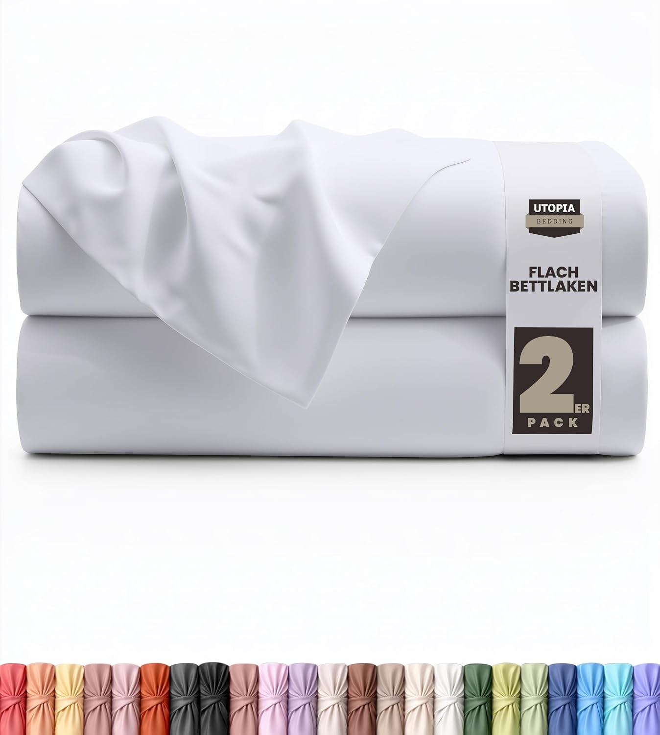 image:imageUtopia Bedding Bettlaken ohne Gummizug 225x255cm GrauWei