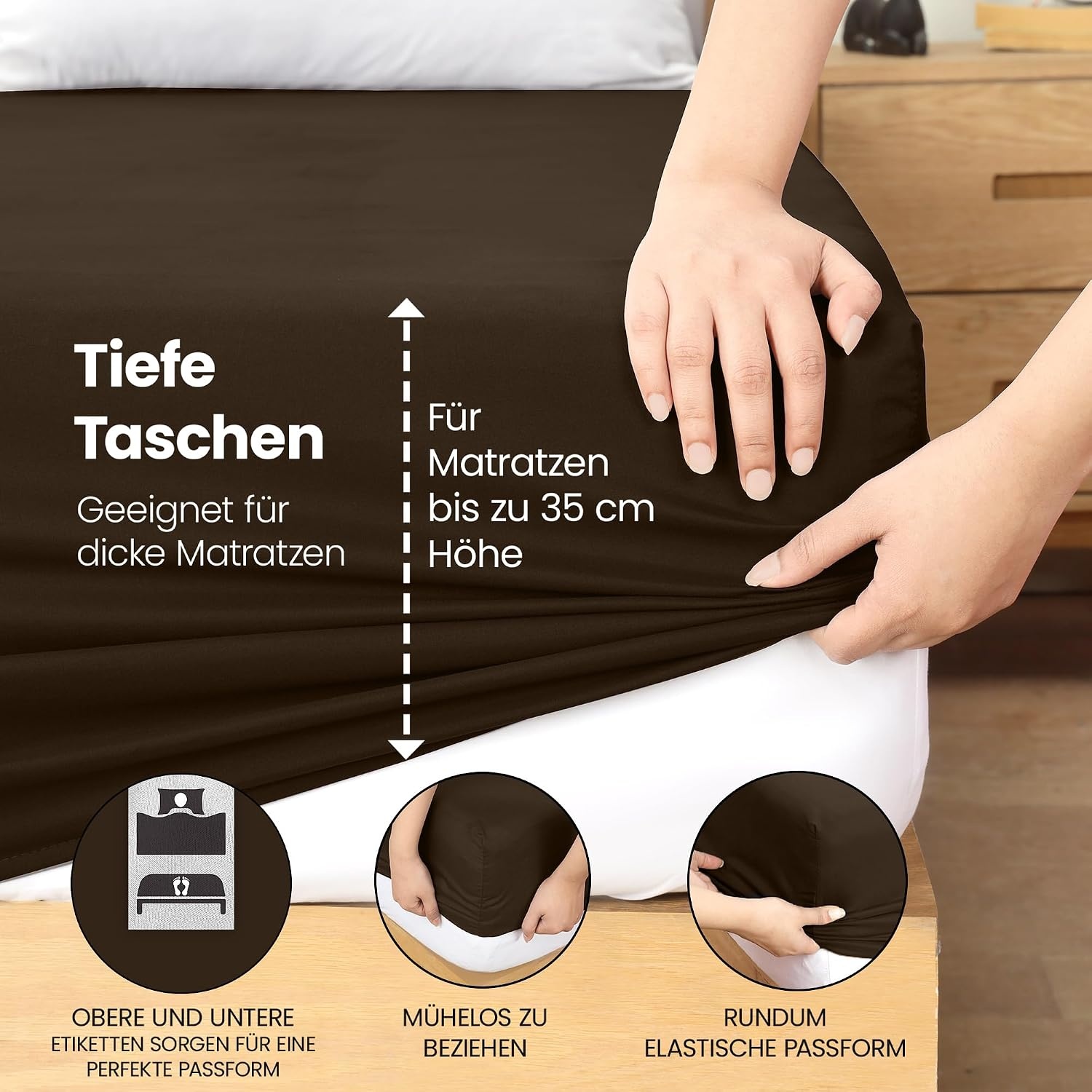 image:imageUtopia Bedding Spannbettlaken 135x190cm Braun