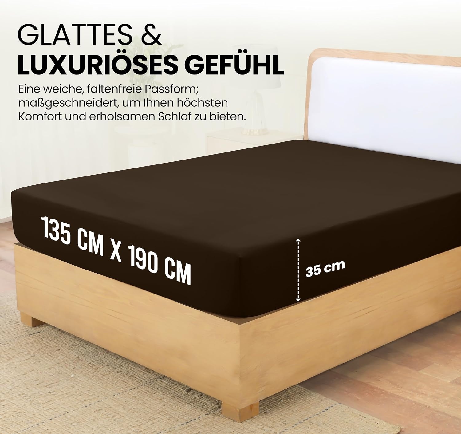 image:imageUtopia Bedding Spannbettlaken 135x190cm Braun