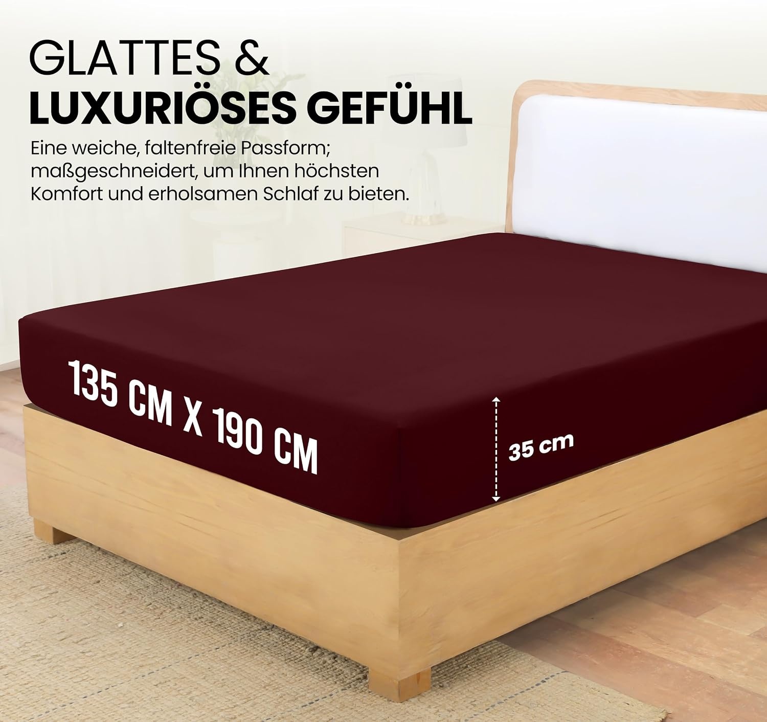 image:imageUtopia Bedding Spannbettlaken 135x190cm Burgunderrot