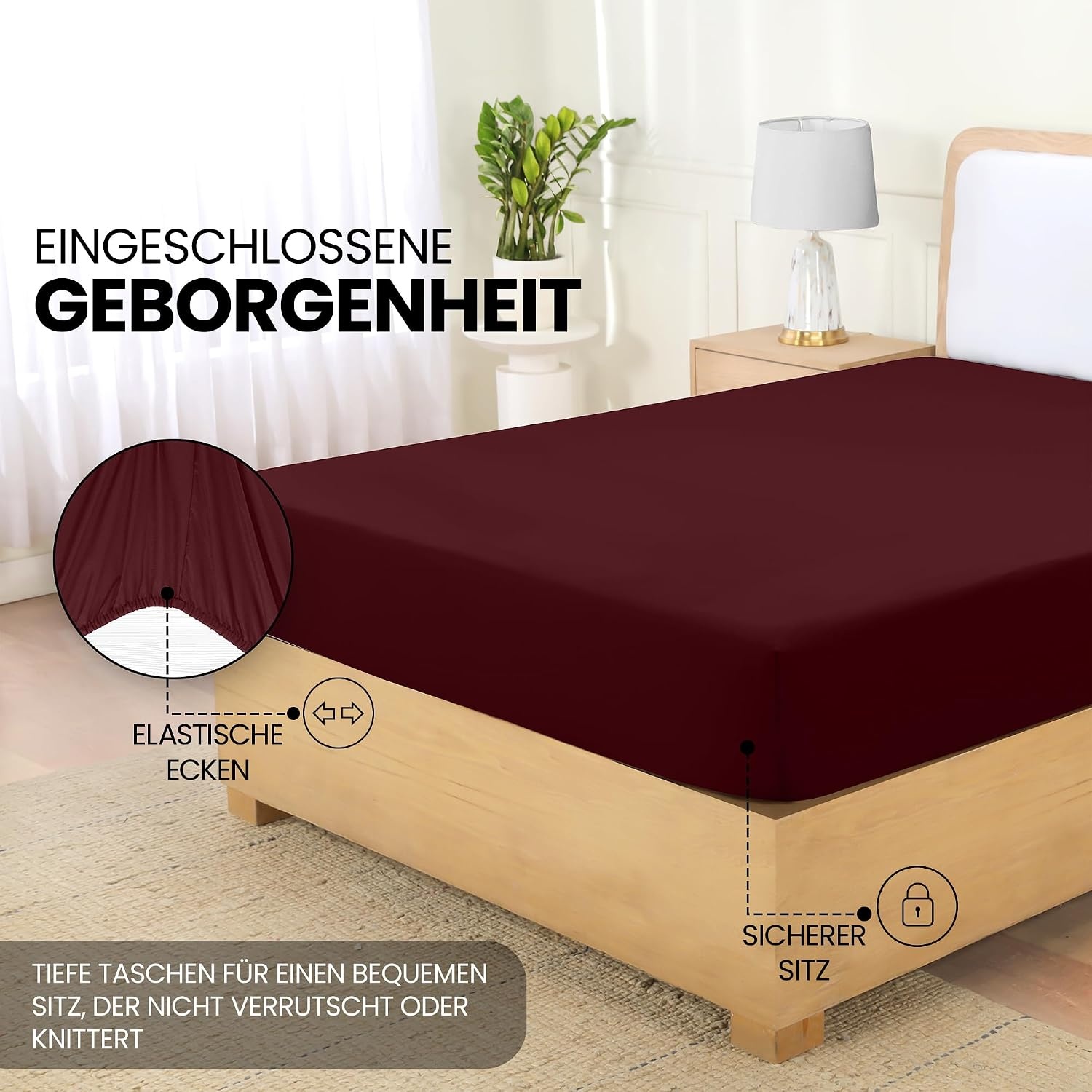 image:imageUtopia Bedding Spannbettlaken 135x190cm Burgunderrot