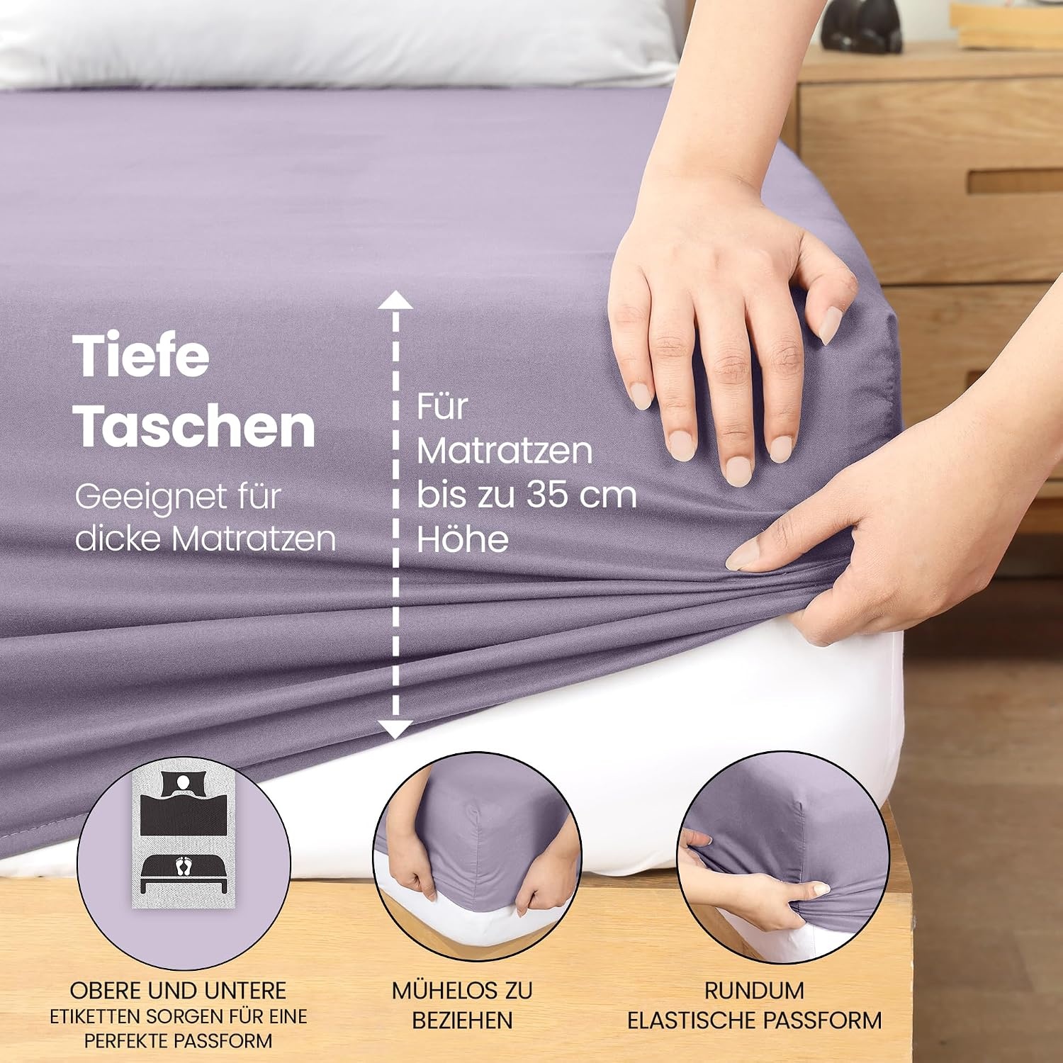 image:imageUtopia Bedding Spannbettlaken 135x190cm Lavendel
