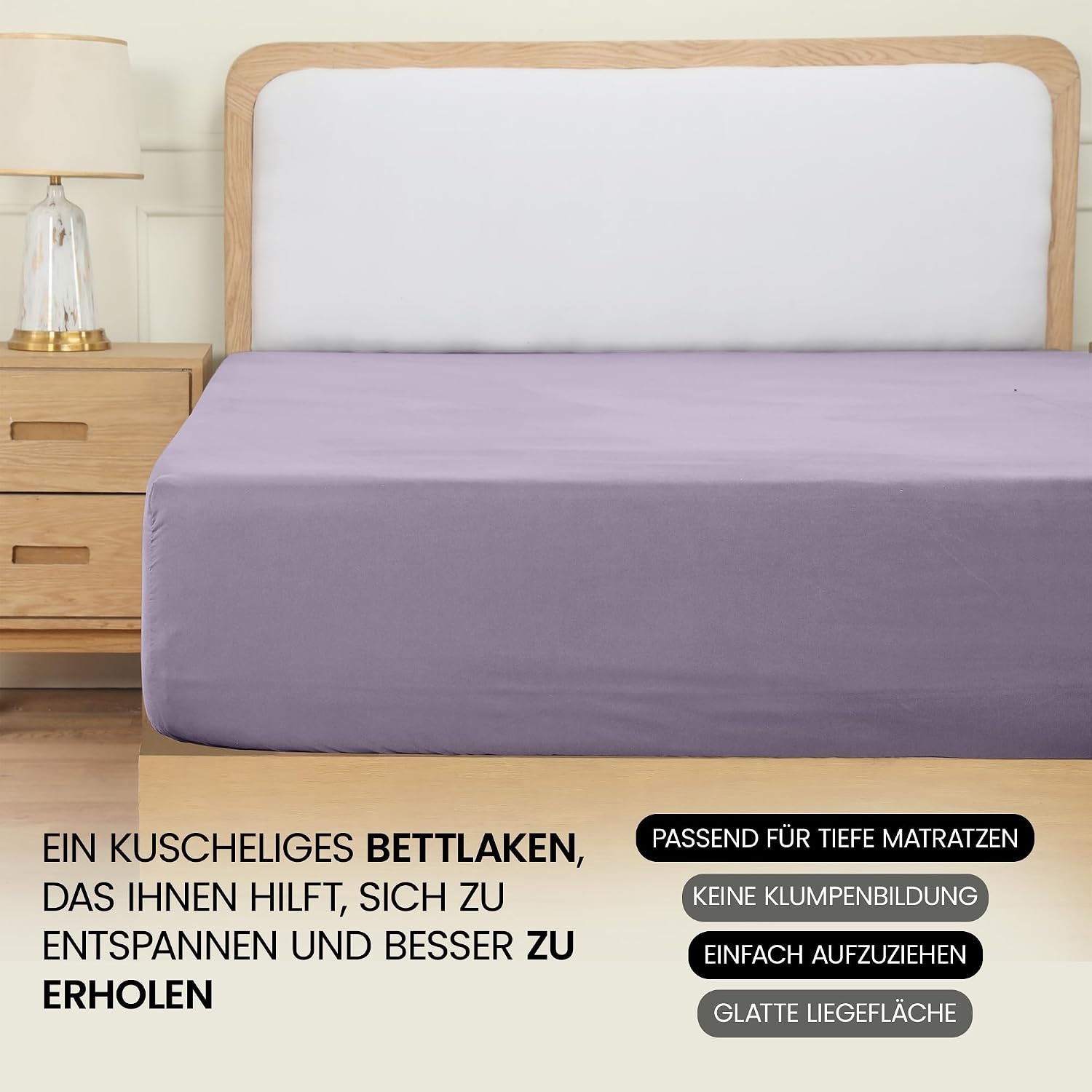 image:imageUtopia Bedding Spannbettlaken 135x190cm Lavendel