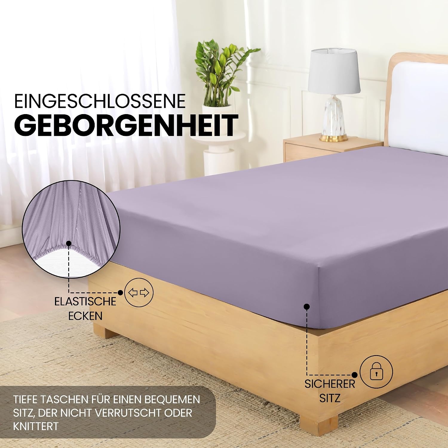 image:imageUtopia Bedding Spannbettlaken 135x190cm Lavendel