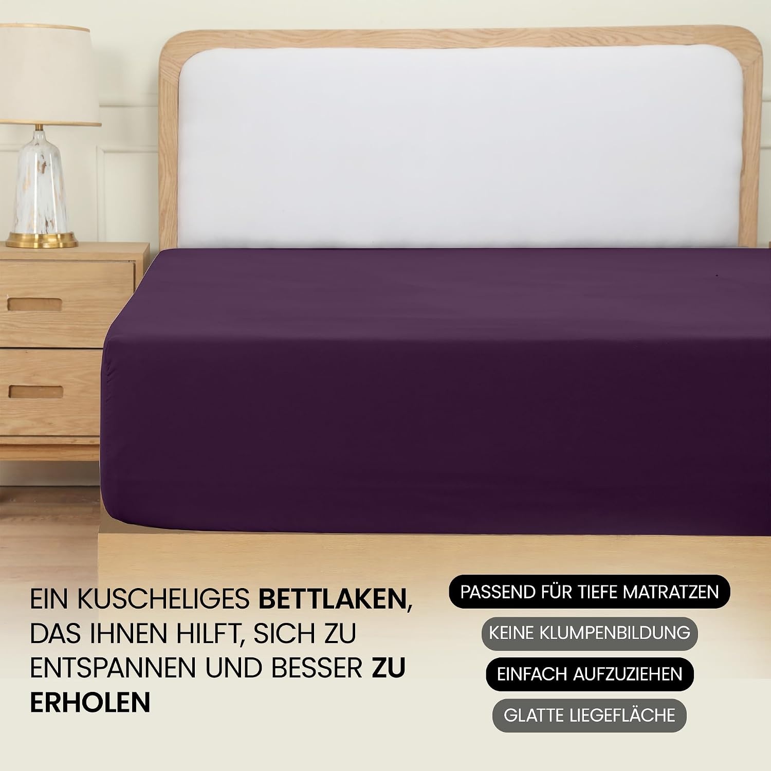 image:imageUtopia Bedding Spannbettlaken 135x190cm LilaLila