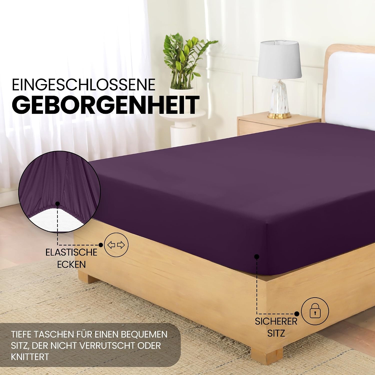 image:imageUtopia Bedding Spannbettlaken 135x190cm LilaLila