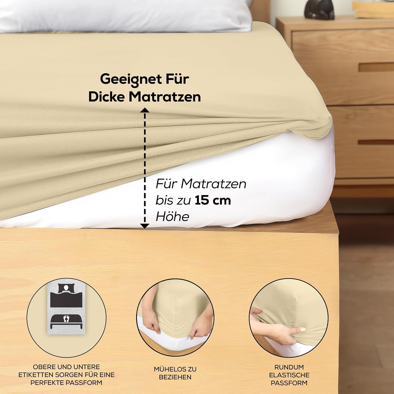 image:imageUtopia Bedding Spannbettlaken 140x200cm BurgunderrotBeige