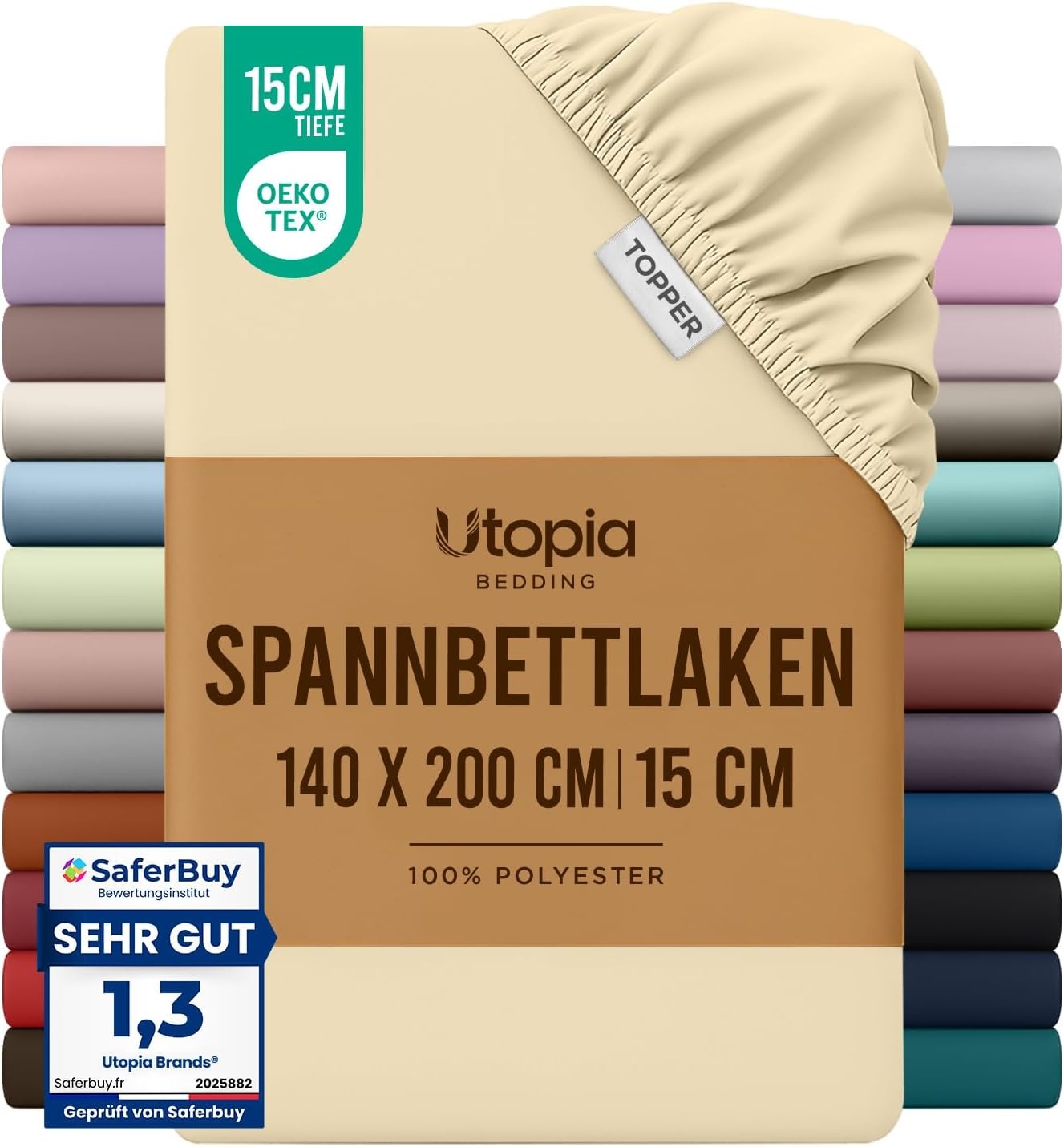 image:imageUtopia Bedding Spannbettlaken 140x200cm BurgunderrotBeige