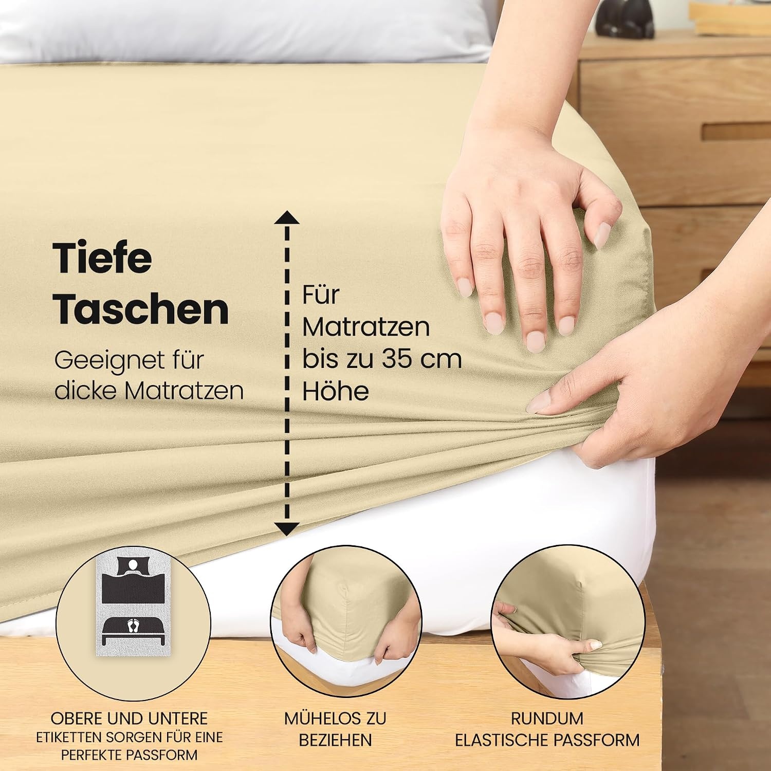 image:imageUtopia Bedding Spannbettlaken 140x200cm BurgunderrotBeige