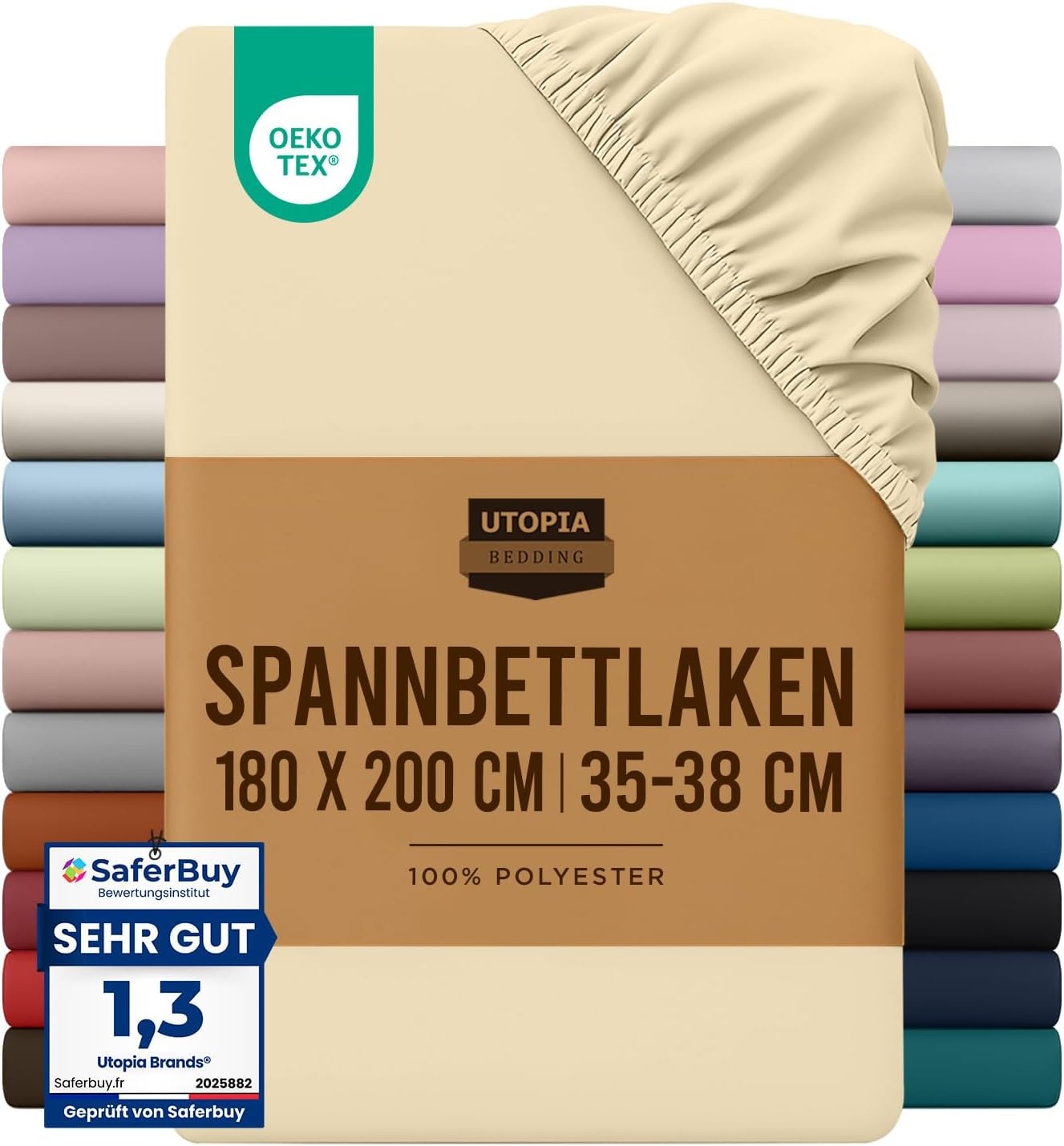 image:imageUtopia Bedding Spannbettlaken 140x200cm BurgunderrotBeige