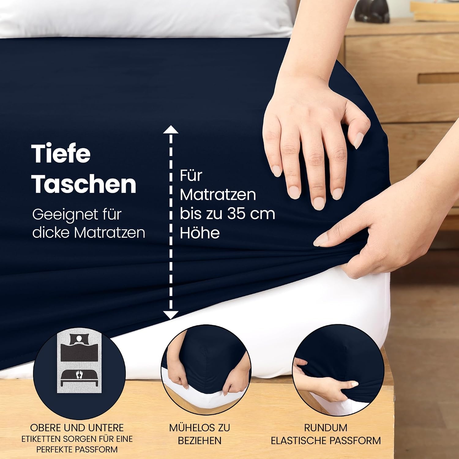 image:imageUtopia Bedding Spannbettlaken 140x200cm BurgunderrotBlau