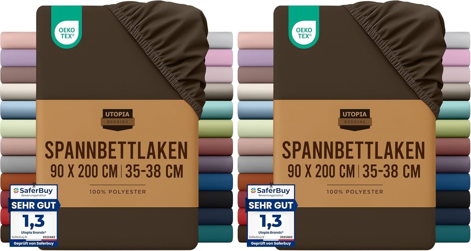image:imageUtopia Bedding Spannbettlaken 140x200cm BurgunderrotBraun