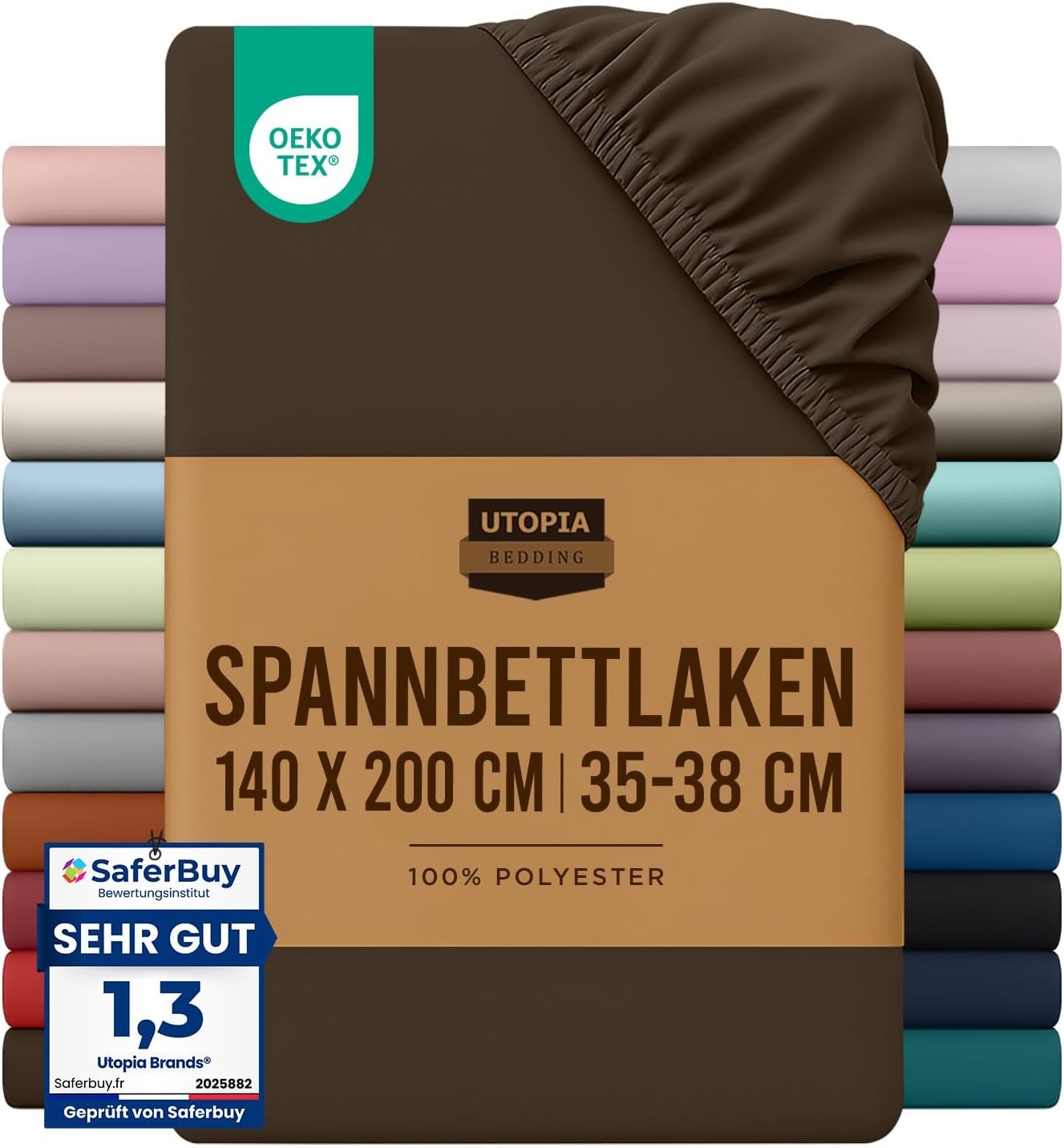 image:imageUtopia Bedding Spannbettlaken 140x200cm BurgunderrotBraun