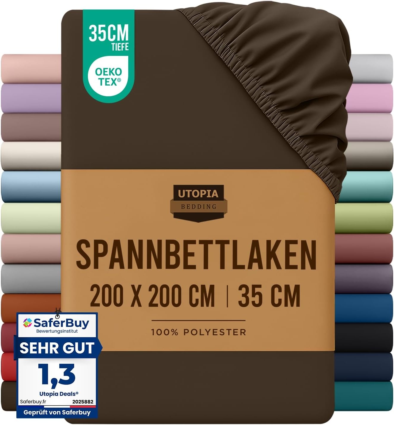 image:imageUtopia Bedding Spannbettlaken 140x200cm BurgunderrotBraun