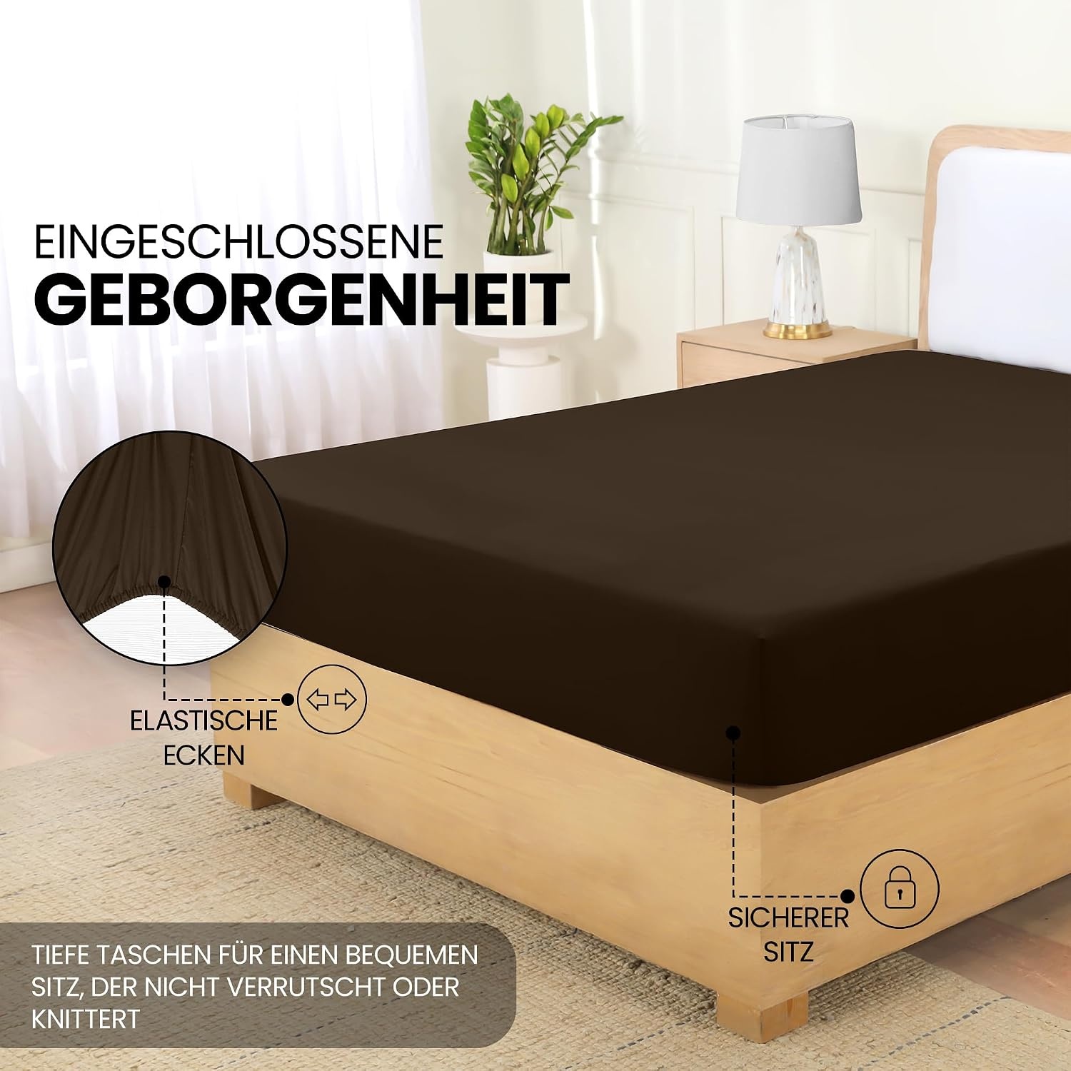 image:imageUtopia Bedding Spannbettlaken 140x200cm BurgunderrotBraun