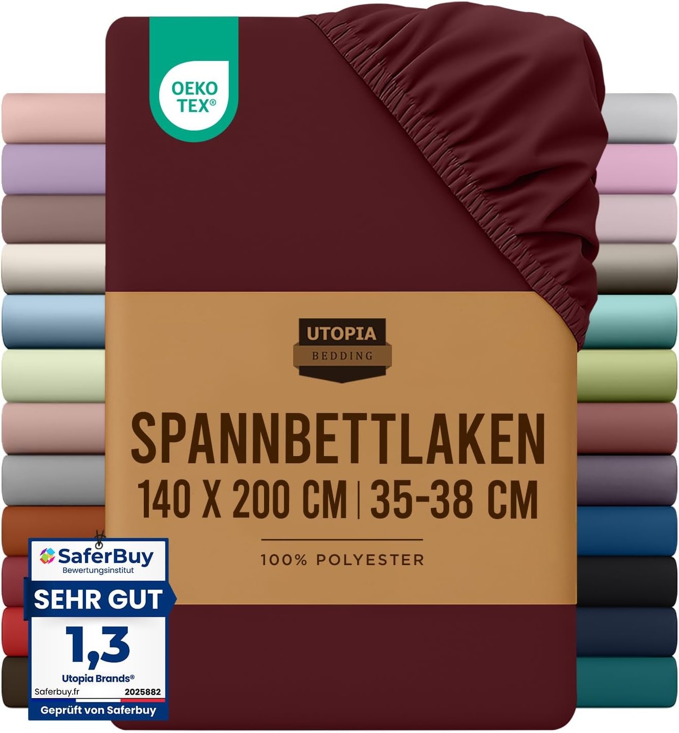 image:imageUtopia Bedding Spannbettlaken 140x200cm BurgunderrotBurgunderrot