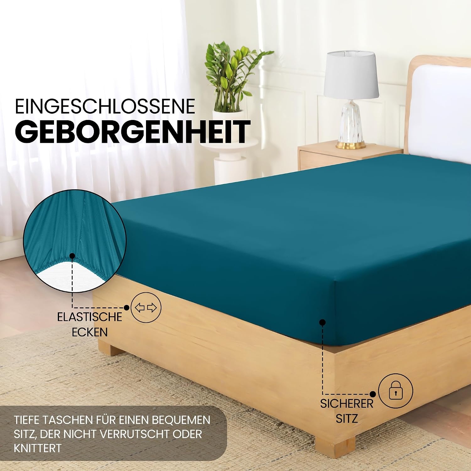 image:imageUtopia Bedding Spannbettlaken 140x200cm BurgunderrotDenim Blau