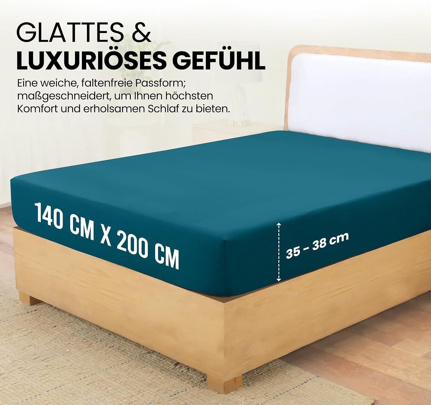 image:imageUtopia Bedding Spannbettlaken 140x200cm BurgunderrotDenim Blau