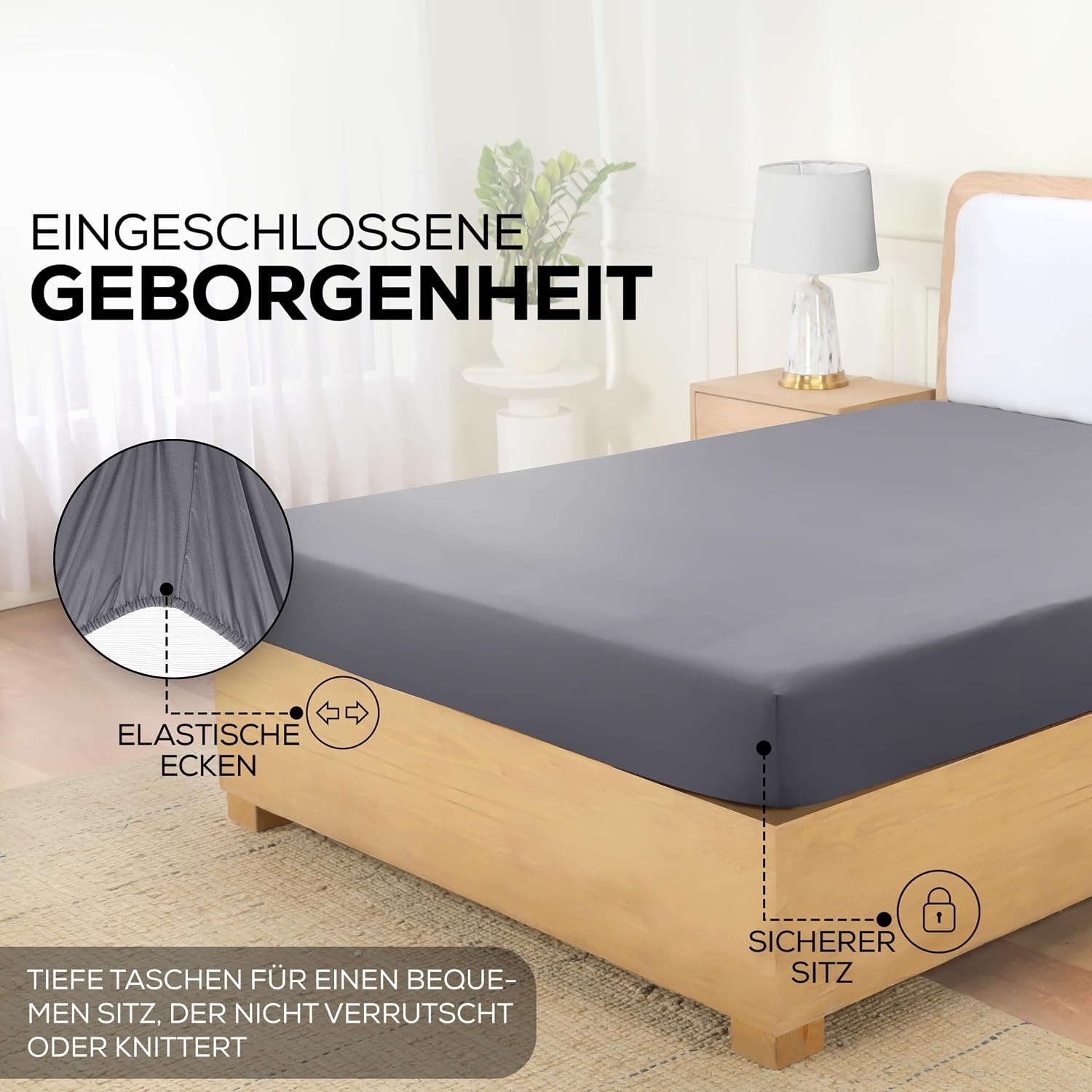 image:imageUtopia Bedding Spannbettlaken 140x200cm BurgunderrotGrau