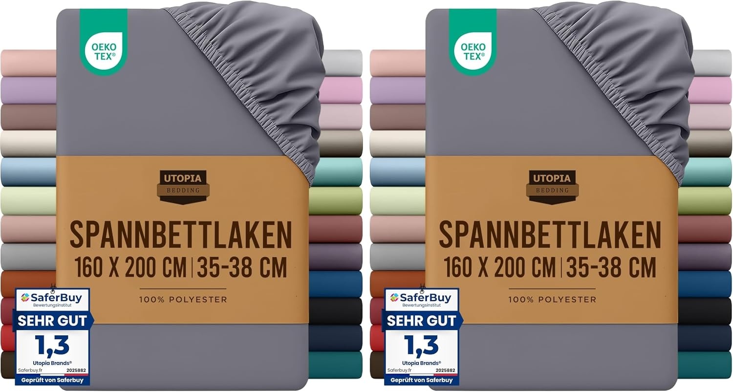 image:imageUtopia Bedding Spannbettlaken 140x200cm BurgunderrotGrau
