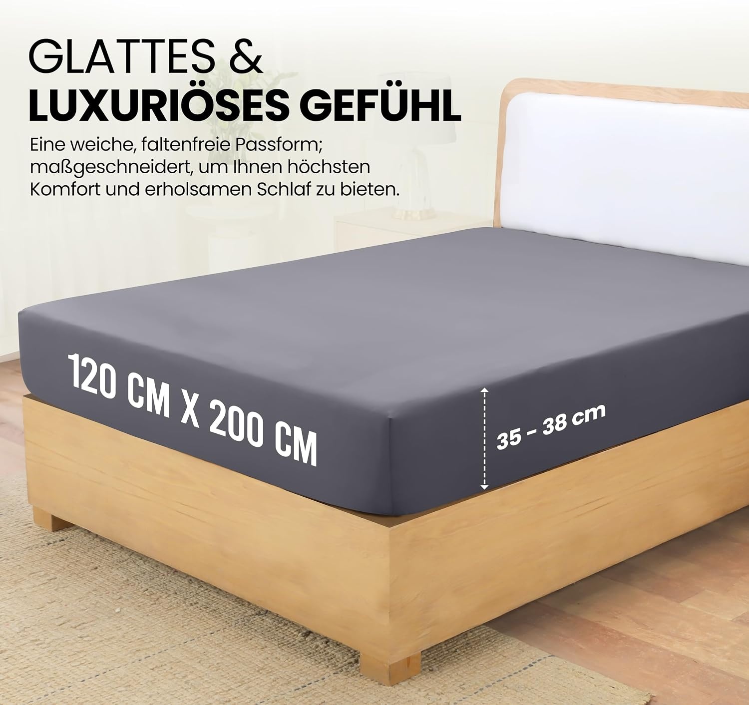 image:imageUtopia Bedding Spannbettlaken 140x200cm BurgunderrotGrau