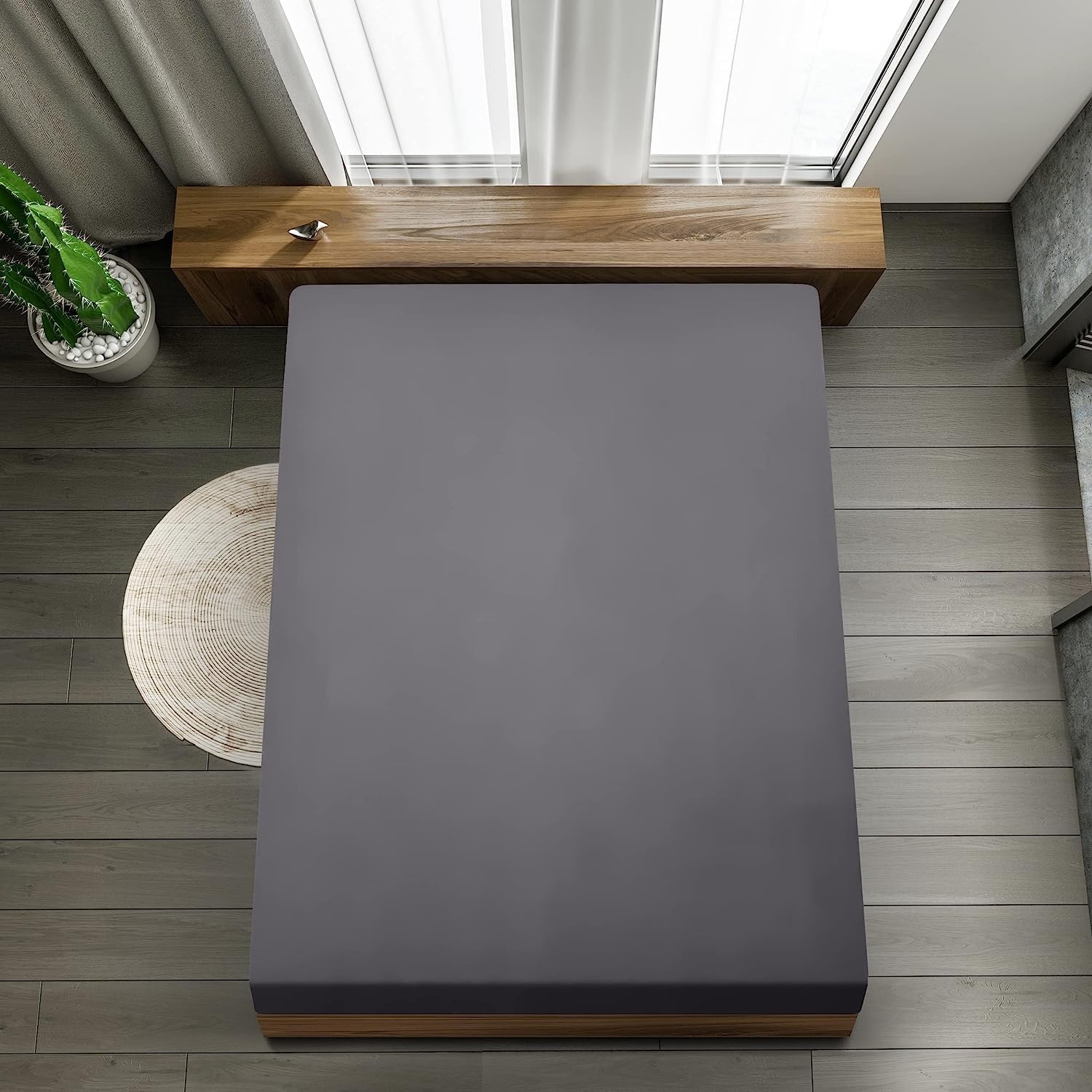 image:imageUtopia Bedding Spannbettlaken 140x200cm BurgunderrotGrau