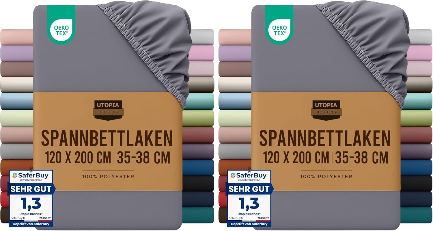 image:imageUtopia Bedding Spannbettlaken 140x200cm BurgunderrotGrau
