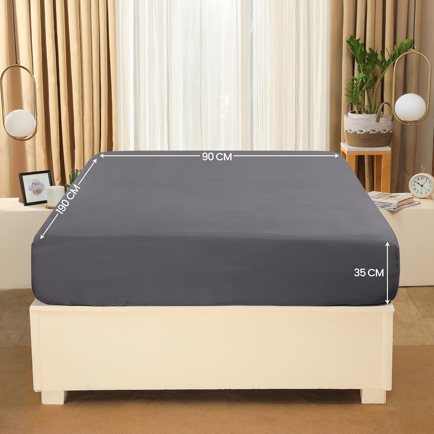 image:imageUtopia Bedding Spannbettlaken 140x200cm BurgunderrotGrau